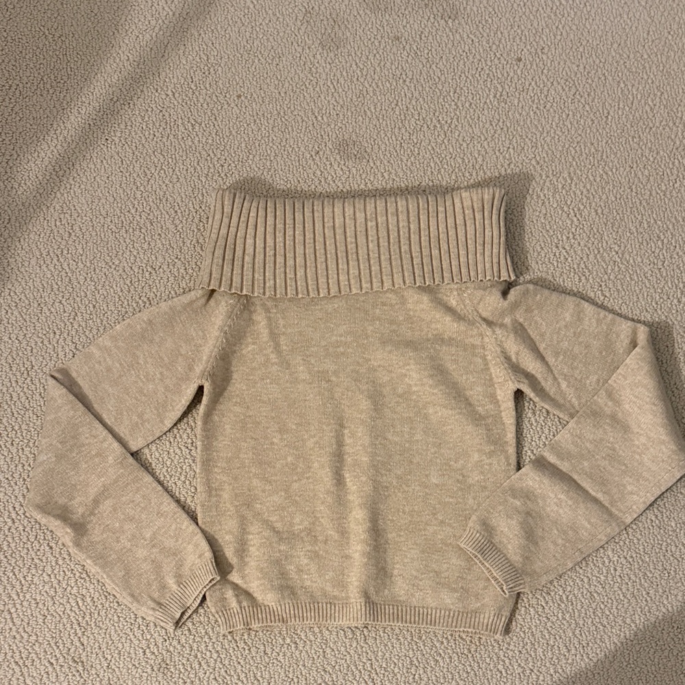 Cotton On Beige Off Shoulder Cropped Long Sleeve